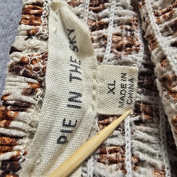 Pie In The Sky Crop Top‎ Shirt Womens XL Floral Smocked Off Shoulder Ruffle Boho - Picture 4 of 9